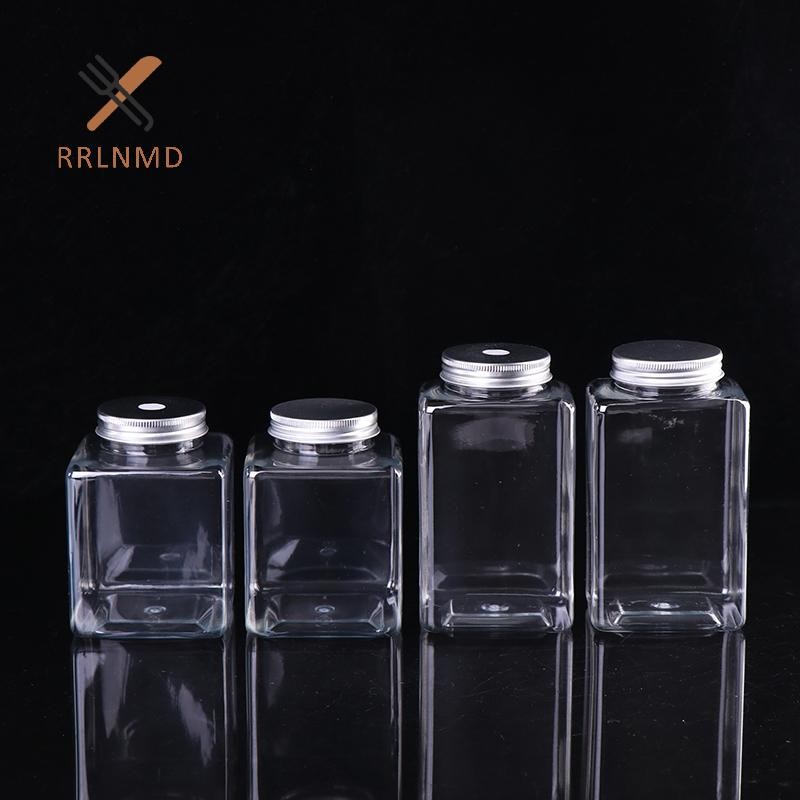 Rrlnmd > Chai nhựa PET 500ML Hộp đựng dùng một lần có nắp bạc cho nước ép MỚI