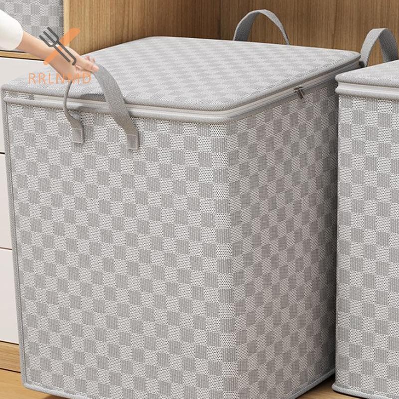 Rrlnmd > Túi đựng chăn bông không dệt có nắp đậy Dây kéo Quần áo có thể gập lại Thùng chăn đựng Túi chống bụi dung tích lớn Sắp xếp MỚI