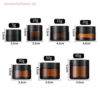 [Beautifulhome] Chai thuốc mỡ có thể đổ lại bằng thủy tinh màu nâu Bình đựng mỹ phẩm rỗng Hộp đựng kem dưỡng da mặt phấn mắt 5 / 10 / 15 / 20 / 25 / 30 / 50 / 60g Chai mẫu [làm đẹp]