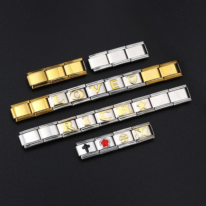 Mới Thép Titan lõm lõm lõm Chữ số Ả Rập DIY Ý Mô-đun Vòng tay Mô-đun Ý Mô-đun