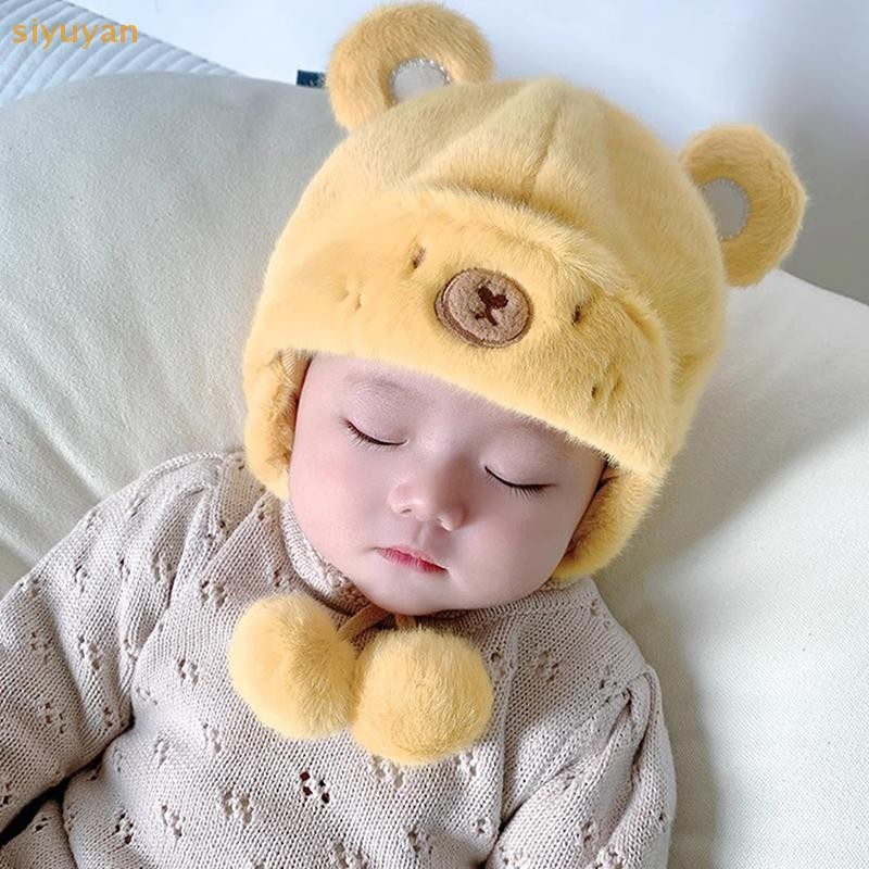 Siyuyan Capybara Mùa Đông Ấm Áp Trẻ Em Bé Gái Bé Trai Mũ Lông Cừu Len Viền Mũ Có Len Mũ Bảo Vệ Tai Mềm Mại Sơ Sinh Bonnet VN