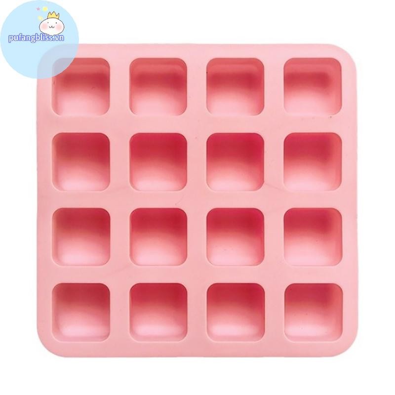 Pufangbliss 16 Khoang Bánh Vuông Nướng Khuôn Silicon Thạch Sô Cô La Truffles Brownie Pudding Khuôn Xà Phòng Làm Khuôn Trang Trí Bánh Dụng Cụ VN