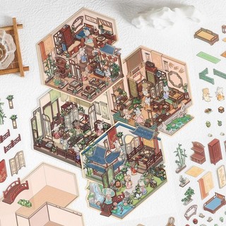 Enwei 3 Cái [Dòng phòng thanh lịch] Nhãn dán tạp chí cổ điển Nhãn dán chống thấm nước Giấy Scrapbooking Chất liệu Sổ lưu niệm Bộ