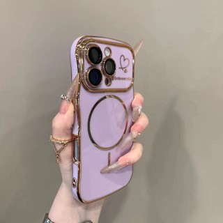 Ốp Điện Thoại Tình Yêu Từ Tính Mạ Điện Sang Trọng Cho iPhone16 15 14 13 12 11 Pro Max Bảo Vệ Camera Chống Sốc Silicon Mềm Ốp Lưng