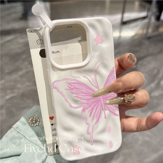 Ins Hồng Bướm Họa Tiết Sao Băng Vỏ Màu Trơn Cho IPhone 13 11 16 12 14 15 Pro Max Plus Ốp Điện Thoại Màu Kẹo Chống Sốc Sáng Tạo Thiết Kế Mới Vỏ Mềm Chống Rơi
