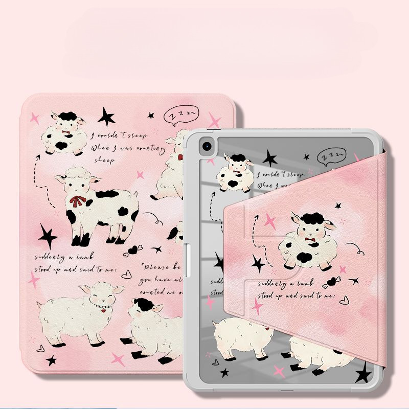 Ốp bảo vệ cho Samsung Galaxy Tab A7 lite 8.7inch A9 + S9 FE + S10ULTRA Tab S6 lite 2024 S7 + / S8 + / S7FE S10 FE + Vỏ máy tính bảng hoạt hình dễ thương có giá đỡ bút chì