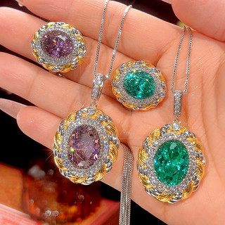 Châu Âu Mỹ ins Phong Cách Mới Đính Kim Cương Mô Phỏng Tổ Chim Para Xanh Bộ Nữ 12 * 16-10 * 12