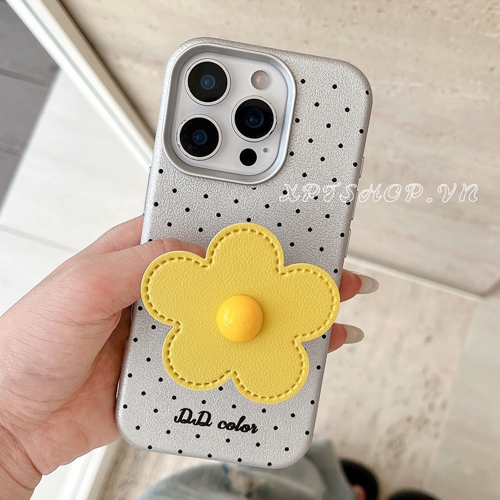 Dopamine Giá Đỡ Hoa Chấm Bi Da Điện Thoại Cho iPhone 17ProMax 16Plus 15 14 13 12 11 Vỏ Bảo Vệ Chống Sốc