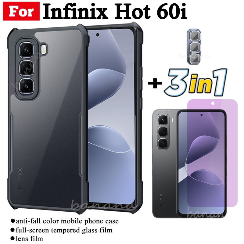 Ốp Điện Thoại Chống Sốc Infinix Hot 60i Cho Infinix Hot 60 Smart 10 Infinix X6725 Kính Cường Lực Và Ống Kính Chống Tia Xanh