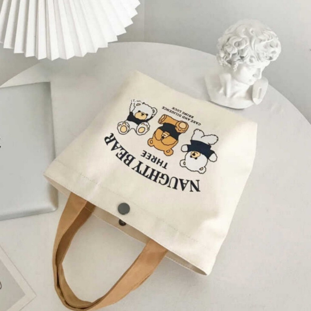 Túi xách vải cute thời trang mini In Hình gấu dễ thương