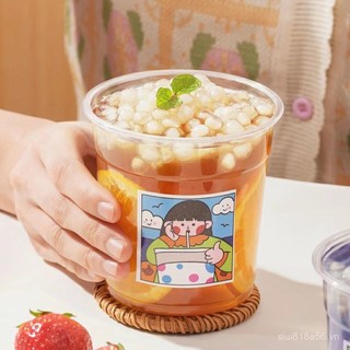 Cùng Phong Cách Bột Đá Dày Đóng Gói Cốc 500ml Dudu Cup Dùng Một Lần Fat Cup Trong Suốt Takeaway Sữa Trà Cốc CX4N