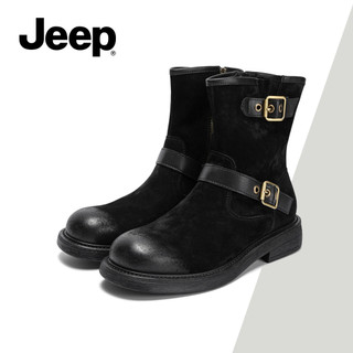 JEEP Nữ Mùa Xuân Mới Về Giày Chelsea Cổ Điển, Phong Cách Moodboard, Da Thật, Giày Bốt Đen Đa Năng Thời Trang