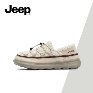 Giày bốt tuyết lót lông cừu hợp thời trang ngoài trời JEEP dành cho nữ mùa đông, lông giả ấm áp, đế dày, giày Cotton phồng trượt