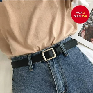 Thắt lưng khóa vuông có thể điều chỉnh dành cho nữ - Dây thun cổ điển Hàn Quốc chống rách cho văn phòng, trường học