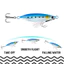 Kim loại jig câu cá dạ quang 1pc với móc hỗ trợ, trọng lượng đa dạng từ 10 đến 60g