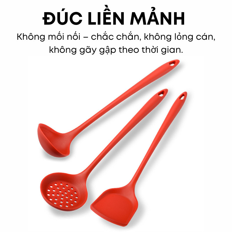 Bộ 05 Dụng Cụ Nhà Bếp KOOBEE: Muôi – Xẻng – Kẹp Gắp – Chổi Quét Dầu –  Chống Dính, Chịu Nhiệt, Không Gây Trầy Chảo | 316