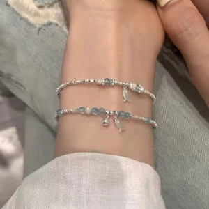 Vòng tay ngọc trai tự nhiên màu xanh topaz, thiết kế cao cấp và sang trọng