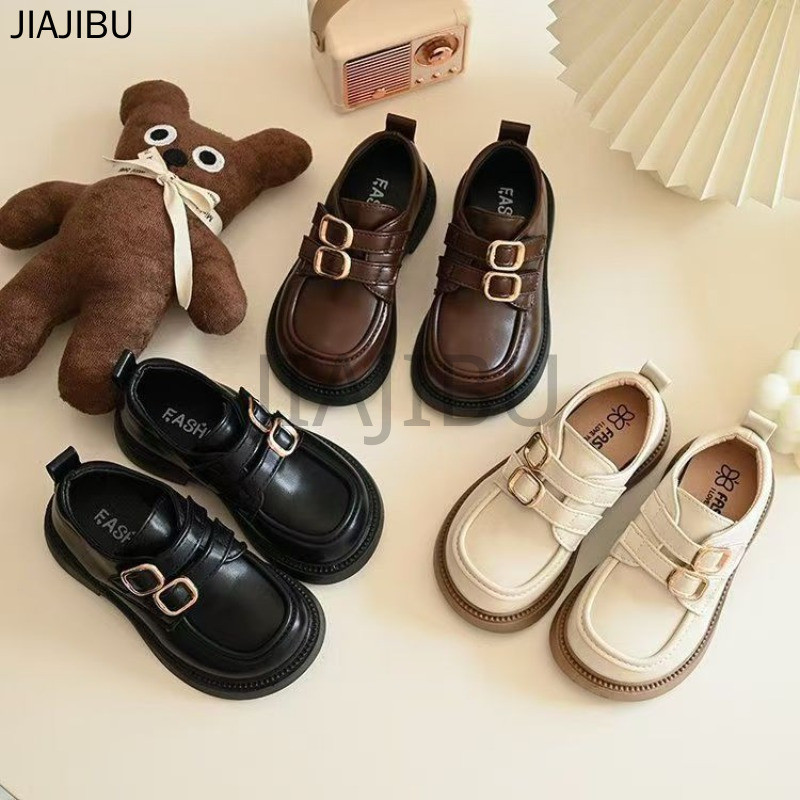 Giày Da Đế Mềm Màu Nâu Cổ Điển Dành Cho Bé Gái Giày Thời Trang Trẻ Em Giày Đi Học Màu Đen Korean Fashion Beige Non-slip Platform Mary Jane Shoes Giày Búp Bê Cosplay Mũi Tròn Phong Cách Anh Giày Em Bé Gót Dày Lolita Nhật Bản