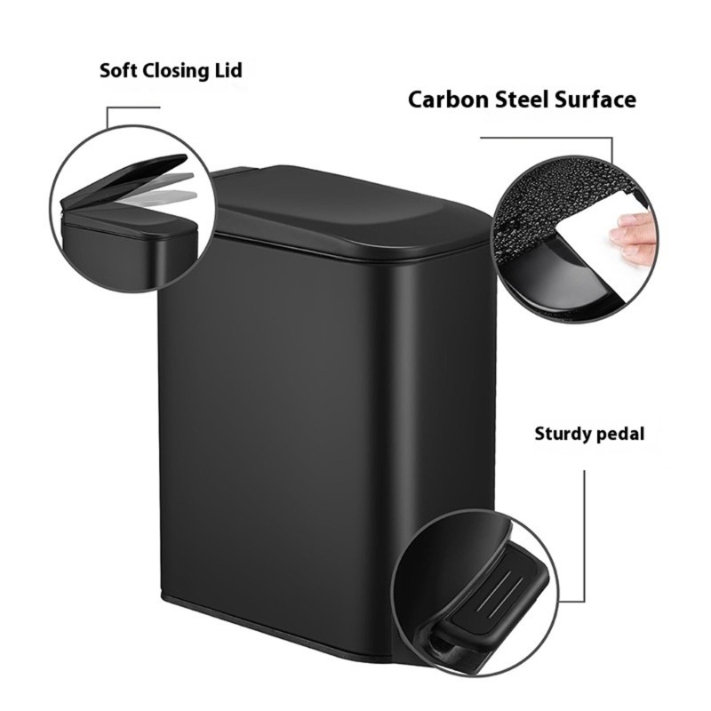 Thùng đựng bàn đạp VIC Quiet 6L không gian Thùng rác nhỏ bằng thép Carbon hiệu quả cho góc hẹp