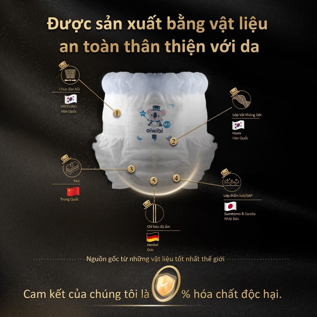 [Combo 3] Tã/Bỉm Quần Siêu Cao Cấp Aiwibi Magic Comfort Cho Bé Siêu Thấm Hút, Chống Tràn Gói Lớn M/L/XL/XXL/XXXL