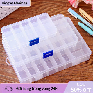 [COD] Hộp Nhựa Chia Ngăn Đựng Linh Kiện Điện Tử – Trong Suốt, 10-24 Ngăn, Đựng Đồ Nhỏ Tiện Lợi