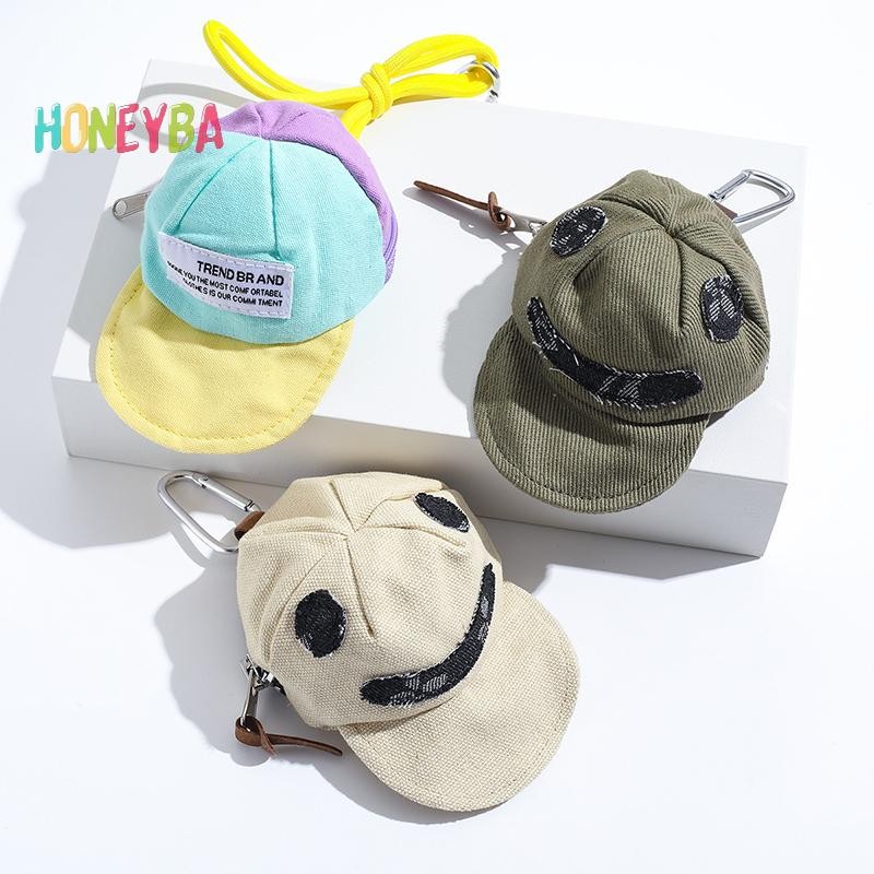 < Honeyba > Sáng Tạo Có Đỉnh Hình Mũ Ví Đựng Tiền Xu Móc Khóa Túi Ví Di Động Mặt Dây Chuyền Tai Nghe Hợp Thời Trang Tổ Chức