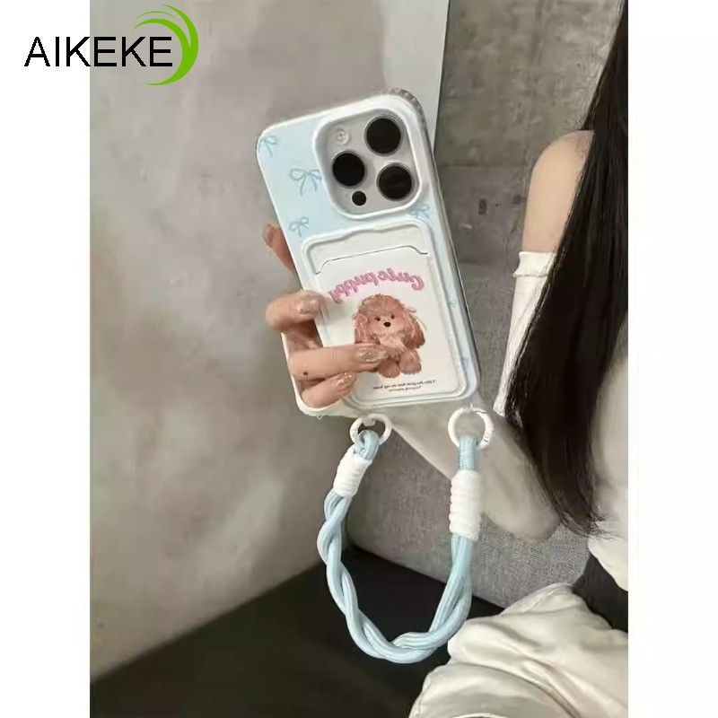 Vỏ Đựng Thẻ Chó Dễ Thương Cho Vivo iQOO Z10 Z9 Turbo Z10X Z9X Z8 Z8X Z7 Z7X Z6 Z6X Z5 Z5X Z3 Z1 Neo 10 9 8 7 6 5 SE Pro + 3 Vỏ Mềm Có Dây Tay