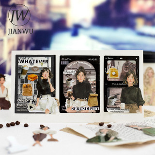 JIANWU Rơi Vào Mùa Hè Series Nhân Vật Vintage Phong Cảnh Chất Liệu Cắt Dán Sổ Lưu Niệm Nhãn Dán Sáng Tạo DIY Tạp Chí Văn Phòng Phẩm