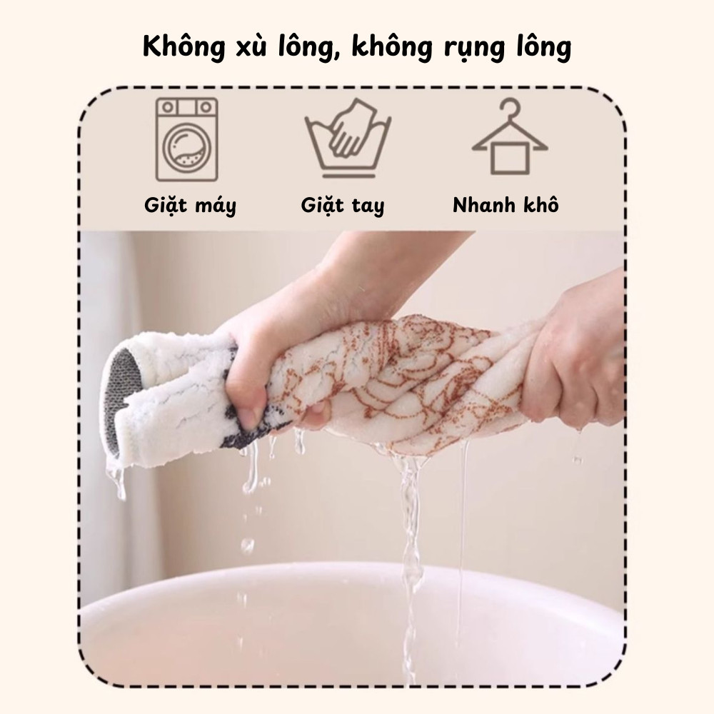 Thảm Lau Chân Nhà Tắm Cashmere Lông Cừu Siêu Thấm Hút Họa Tiết Hình Thú Dễ Thương Decor Phòng Tắm