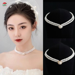 Bộ trang sức cô dâu ngọc trai gồm bông tai và vòng cổ dành cho đám cưới