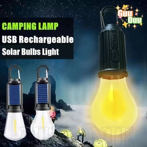 Đèn cắm trại năng lượng mặt trời LED - dành cho đèn lồng lều đi bộ - Có thể điều chỉnh độ sáng, có móc, đèn cổ điển - Chiếu sáng ngoài trời - Đèn bóng đèn sạc USB - Sử dụng cúp điện khẩn cấp