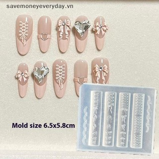 [savemoneyeveryday] Khuôn silicon nơ mới Tem nghệ thuật làm móng tay DIY Dụng cụ thủ công Khuôn lập thể Dụng cụ làm móng tay Phụ kiện trang trí móng tay [vn]