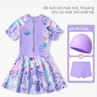 Đồ bơi liền thân Kuromi & Frozen cho bé gái – Chống nắng, khô nhanh, kèm phụ kiện