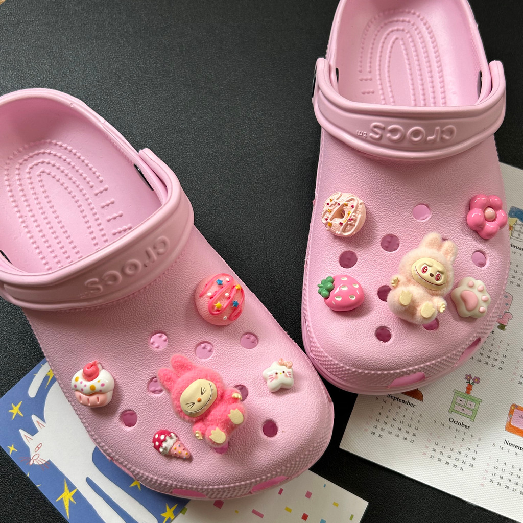 Phụ kiện giày Crocs Bubble Mart, khóa hoa Labubububupu dễ thương, tháo rời, cao cấp