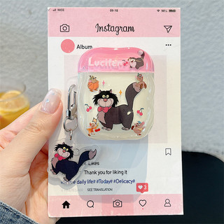 Cat Lucifer cho AirPods 1 / 2 3 Pro Pro Pro2 Airpod4 Bộ tai nghe Vỏ bảo vệ Bluetooth không dây AirPods Pro 3 4 Vỏ bảo vệ tai nghe