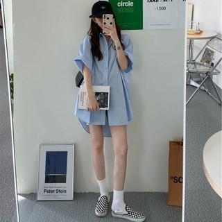 [Váy sơ mi dài vừa phải] Áo sơ mi cỡ lớn dành cho nữ béo em gái mm1-150kg Áo sơ mi ngoại cỡ dáng rộng Áo khoác mỏng Áo sơ mi ngắn tay mùa hè Quần áo chống nắng phù hợp cho mọi trận đấu Áo sơ mi béo nhẹ Quần áo nữ cỡ lớn