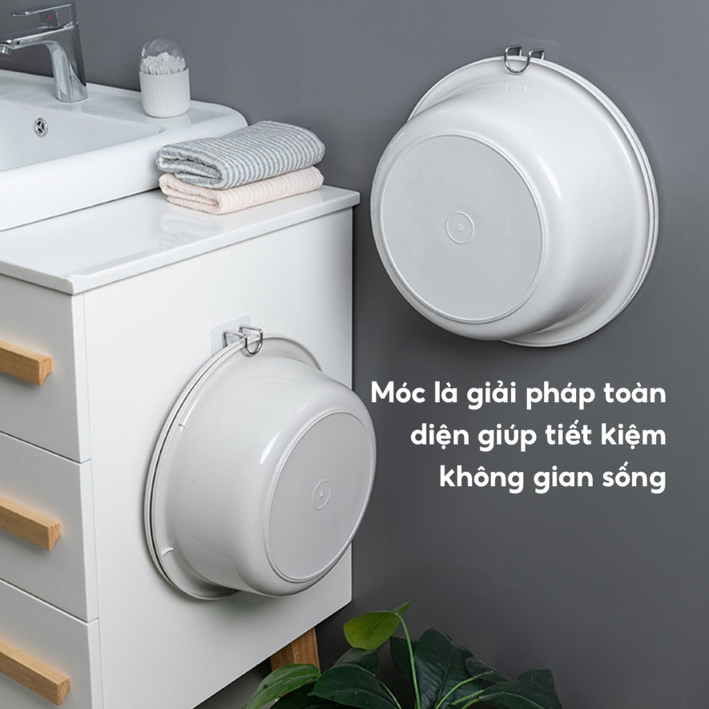 COMBO 3 Móc Treo Chậu Thau Dán Tường Inox 304 Móc Treo Khăn Quần Áo Đồ Nhà Bếp Phòng Tắm