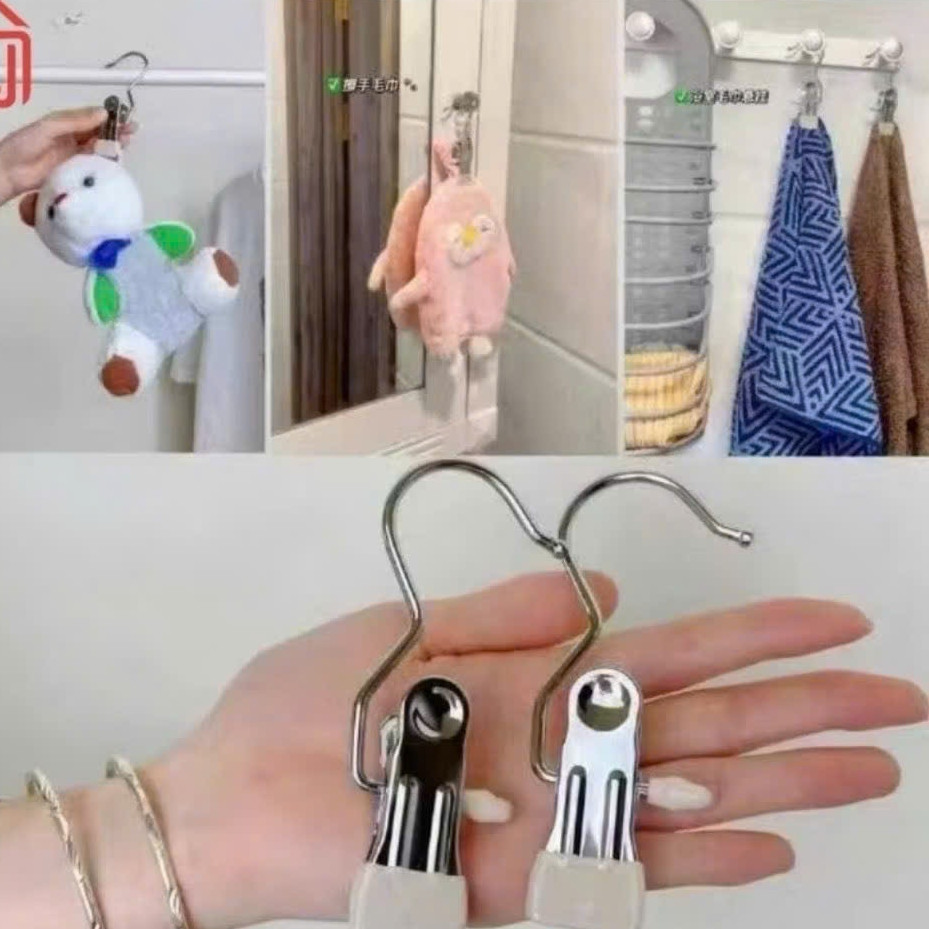 Combo 20 Móc Kẹp Đơn Inox Đa Năng Thép Không Gỉ Nhỏ Gọn Tiện Lợi Bọc Nhựa PVC Chắc Chắn Chống Tuột DT054