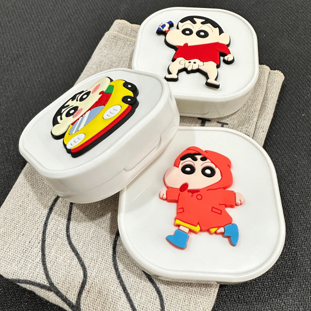 Khay Đựng Niềng Răng Hình Shin Hộp Đựng Hàm Duy Trì Pochacco Có Gương Nắp Đậy Hoạt Hình Nổi Dễ Thương