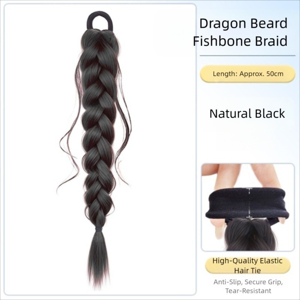 GOJO Tóc Giả Bím Đuôi Cá Xoắn, Đuôi Ngựa Quấn Tóc Lộn Xộn, Dây Buộc Tóc Handmade Lông Tơ, Phần Mở Rộng Tóc Nữ / Bé Gái