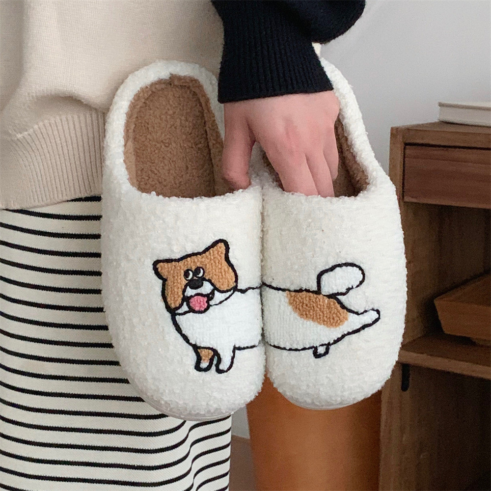 XIXITIAO Dép Cotton Thu Đông Ấm Áp Nam Nữ Cặp Đôi Mèo Con Dễ Thương Chó Con Nhà