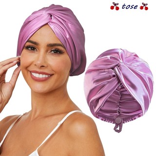 TOSE Silk Satin Hair Bonnet với Scrunchie - Mềm mại, hai lớp, dùng để bọc tóc khi ngủ