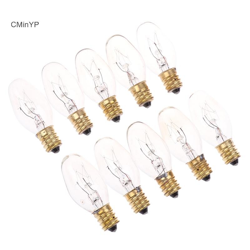 CMinYP 10 Cái E12 120V 7W Trong Suốt Màu Vàng Ấm Bóng Đèn Vonfram Bóng Đèn Trang Trí Muối Phạm Vi Đèn Tủ Lạnh Vinh Quang