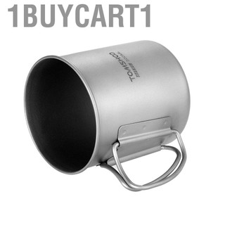 1buycart1 Tomshoo 300ml Titanium Cup ngoài trời Camping Picnic Water Cug với tay cầm có thể gập lại