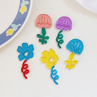 Vẽ Tay Minh Họa Dòng Hoa Tulip Lá Acrylic Mặt Dây Chuyền diy Handmade Trang Sức Bông Tai Phụ Kiện Mặt Dây Chuyền