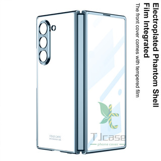 Ốp lưng pha lê mạ điện siêu mỏng mỏng Samsung Galaxy Z Fold 6 Z Fold 5 Z Fold 7Front Phim cường lực Vỏ trong suốt