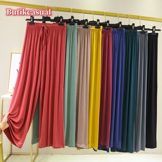 Quần ống rộng nữ modal co giãn, trơn, dáng thẳng, 2024 xuân hè, legging thường ngày