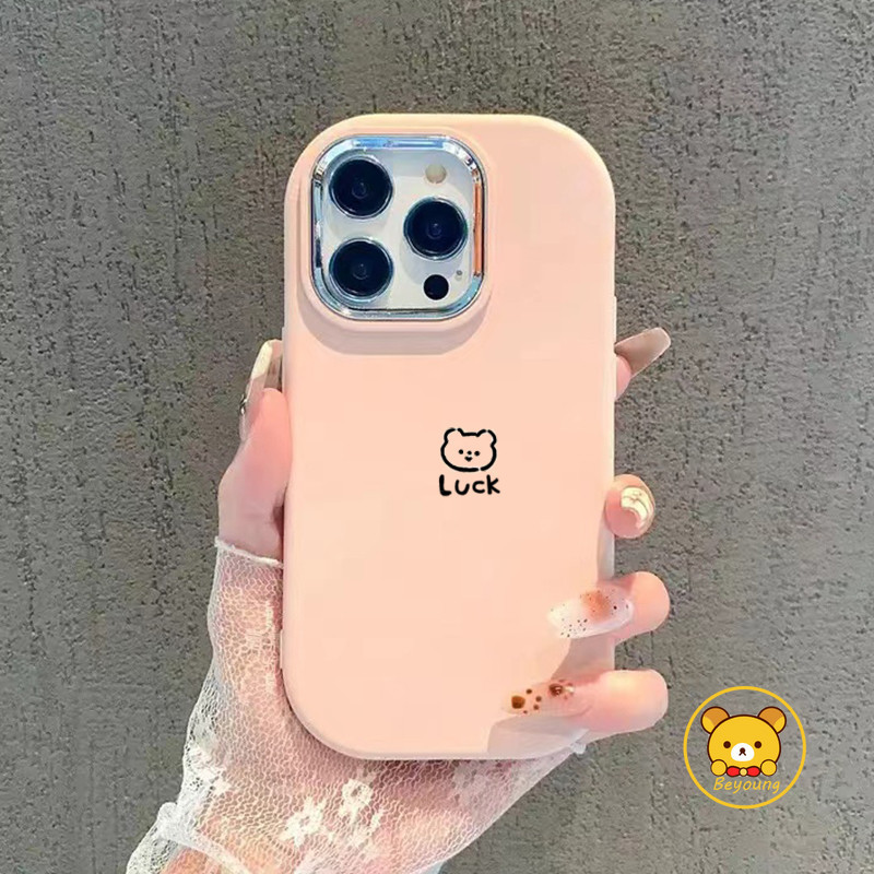 Ốp lưng hình gấu may mắn hoạt hình cho Redmi A3 9T 13C 12C Note 13 Pro 5G 13 Pro Plus 12 Pro 5G 12 Turbo 11S 5G 10 9 Pro 9S 5G Vỏ màu trơn đơn giản Vỏ mềm chống sốc hình gấu tốt dễ thương