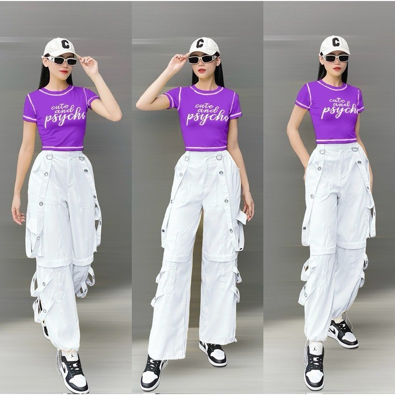 Quần kaki thể thao nữ túi hộp ống xuông mặc đi chơi dã ngoại , tập dân vũ , aerobic...(có cả bộ )