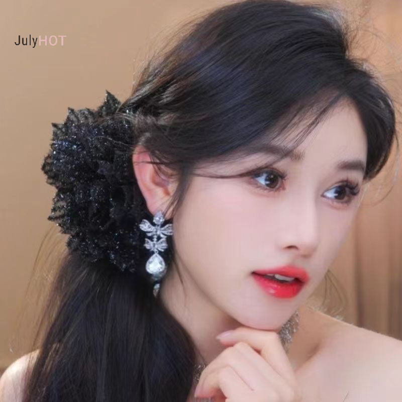 Julyhot Thời Trang Lưới Đen Hoa Kẹp Tóc Nữ Đuôi Ngựa Kẹp Mũ Đội Đầu Tính Khí Hoa Vuốt Tóc Mũ Phụ Kiện Tóc Massivedeals